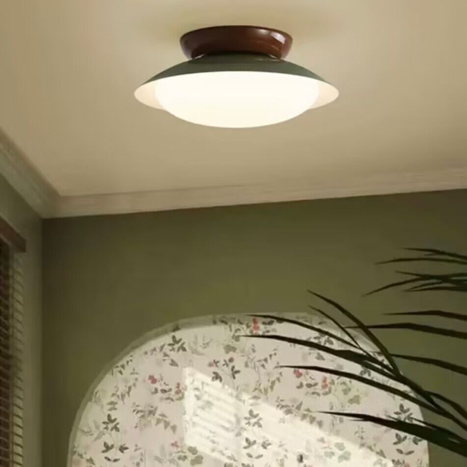 Aurora Bowl-Shaped Ceiling Light — Retro Two-Tone Fixture