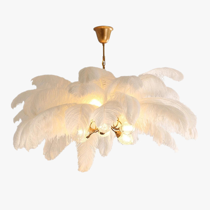 O'Moore Nordic Luxury Pendant Light, Brass/Feather - Neutralighting
