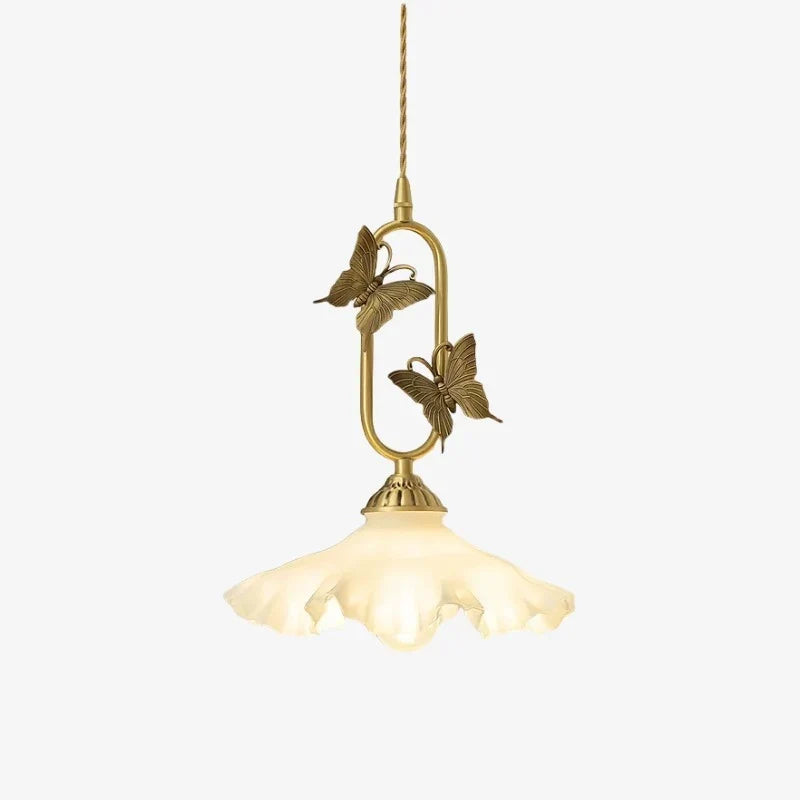 Vintage French Copper Butterfly Pendant Lamp