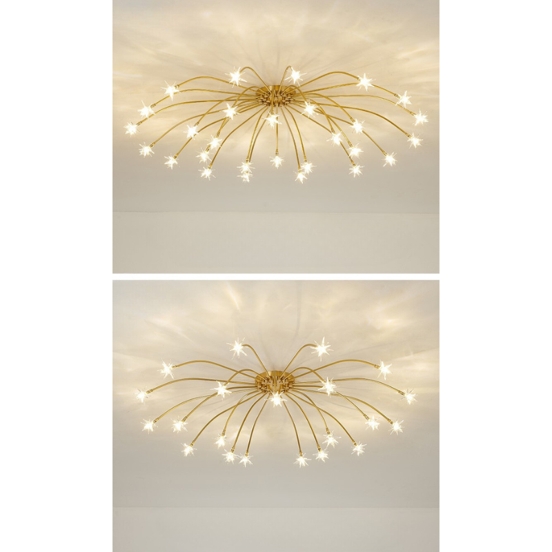 Arisha Art Deco Starry Glass Shade Flush Mount Ceiling Light