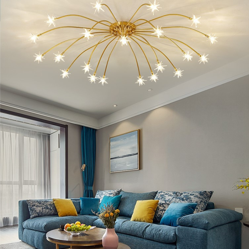 Arisha Art Deco Starry Glass Shade Flush Mount Ceiling Light