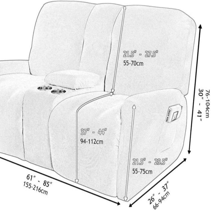CozyNest Thick Two-Seater Recliner Cover With Built-In Cup Holders