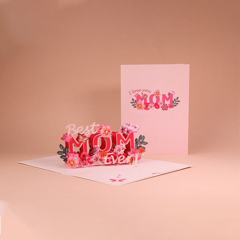 3D-pop-up-kort till mors dag med blommotiv, minnessak och detaljerad blommande design