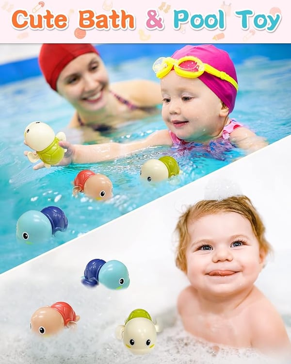 Set of 6 Bath Toys – Wind-up Swimming Turtles | ribuella