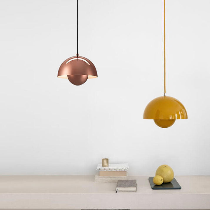 Nordycka lampa wisząca w kształcie kopuły - minimalistyczna półokrągła oprawa sufitowa