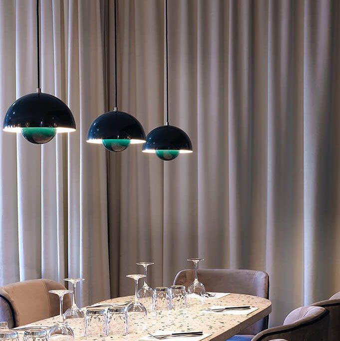Nordycka lampa wisząca w kształcie kopuły - minimalistyczna półokrągła oprawa sufitowa
