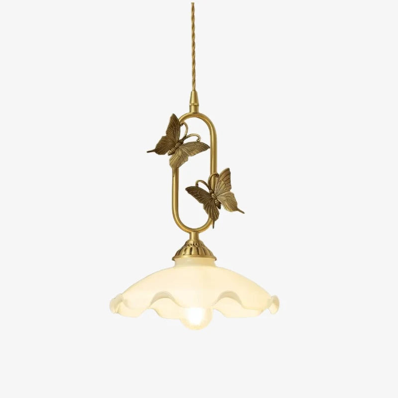Vintage French Copper Butterfly Pendant Lamp
