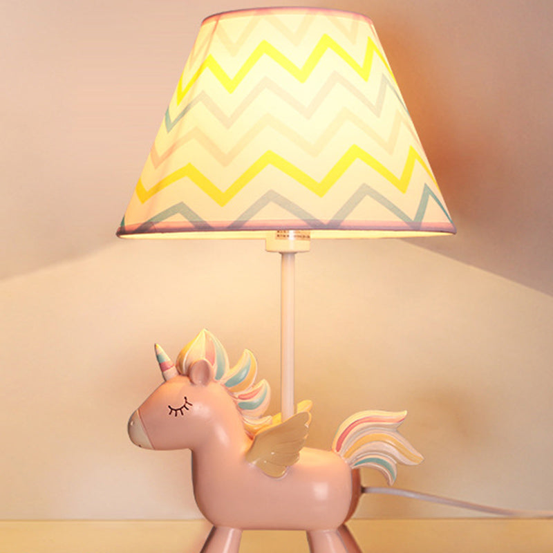PixieGlow Unicorn Print Fabric Table Lamp, Pink Blue Design