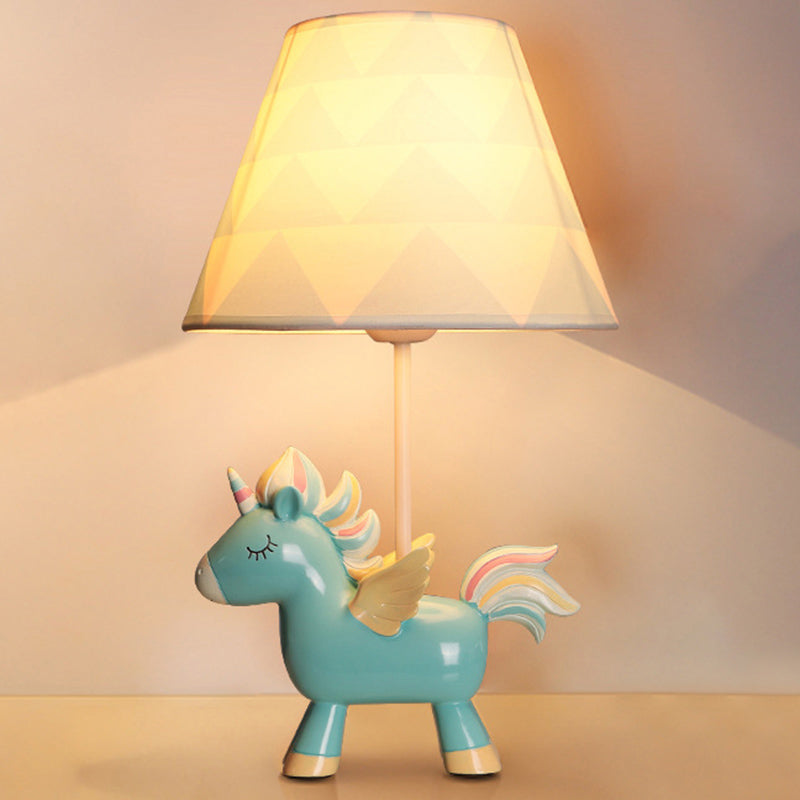 PixieGlow Unicorn Print Fabric Table Lamp, Pink Blue Design