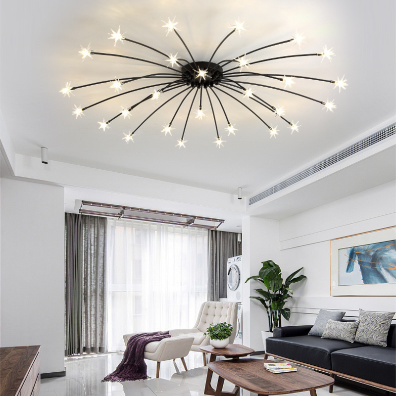 Arisha Art Deco Starry Glass Shade Flush Mount Ceiling Light