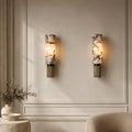 Contemporary Wall Light Wall Mounted Alabaster Cylinder Fluted Copper Base LED Sconce 38cm | ribuella