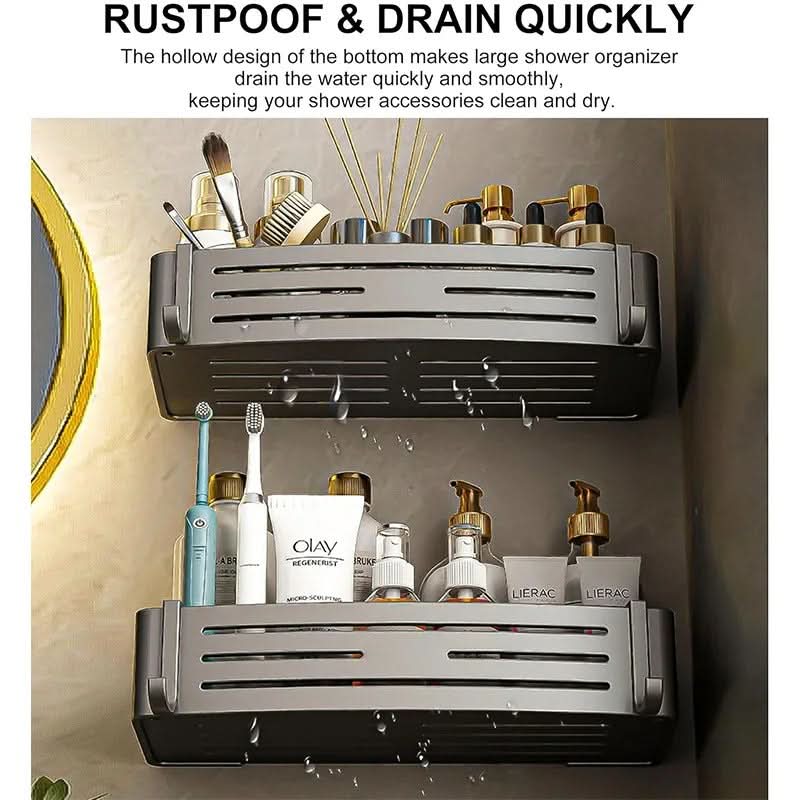 Self-Adhesive Aluminum Shelf Organizer for Bathroom Storage | ribuella