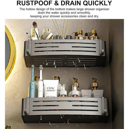Self-Adhesive Aluminum Shelf Organizer for Bathroom Storage | ribuella