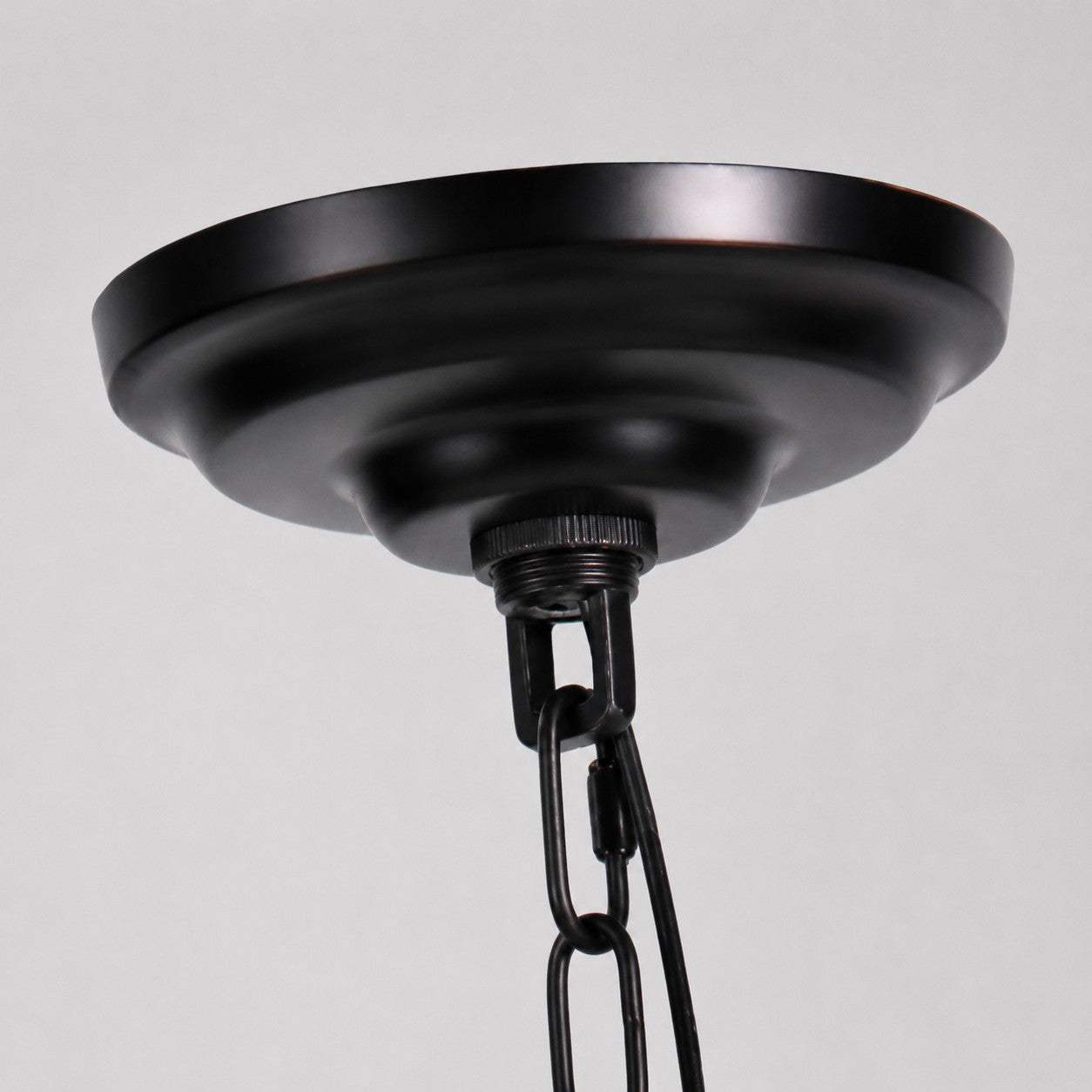 Four-Light Stained Glass Chandelier — Hand-Cut Glass Shades