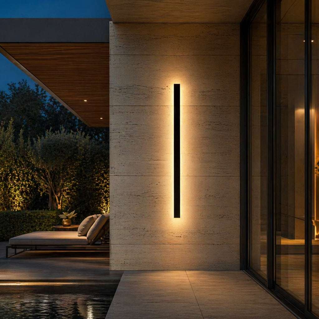 Dimmbare wasserdichte IP65-LED-Außenwandleuchte aus Aluminium, Streifenschirm, Schwarz | ribuella