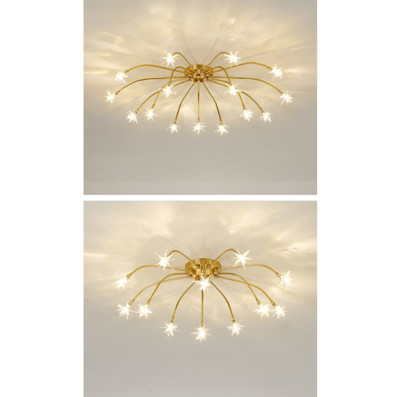 Arisha Art Deco Starry Glass Shade Flush Mount Ceiling Light