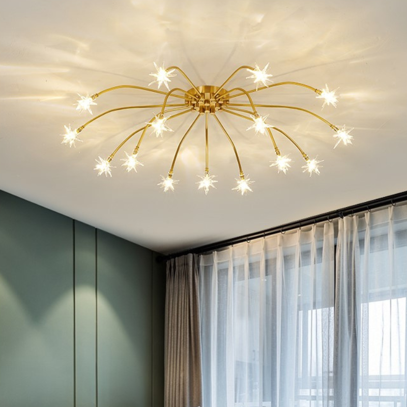 Arisha Art Deco Starry Glass Shade Flush Mount Ceiling Light