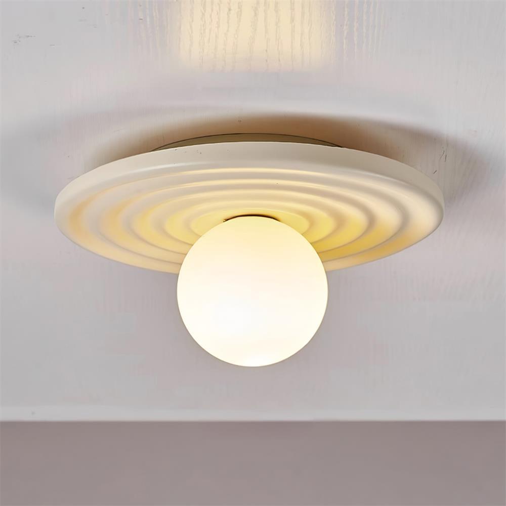 Francie Ceiling Light, Circular Disc Shape, Wabi Sabi Details, Warm Ambient Glow