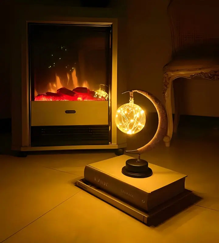 Dekorativ bordlampe med stemningsfuldt måneskær og blødt, lysende design