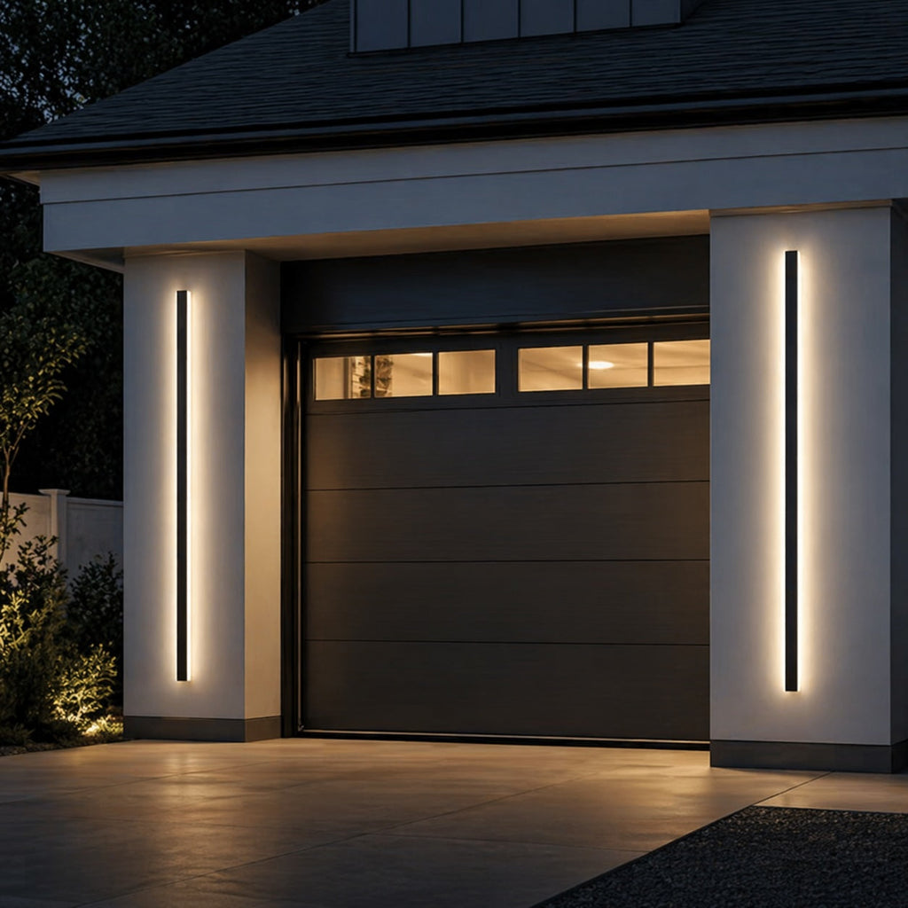 Dimmbare wasserdichte IP65-LED-Außenwandleuchte aus Aluminium, Streifenschirm, Schwarz | ribuella