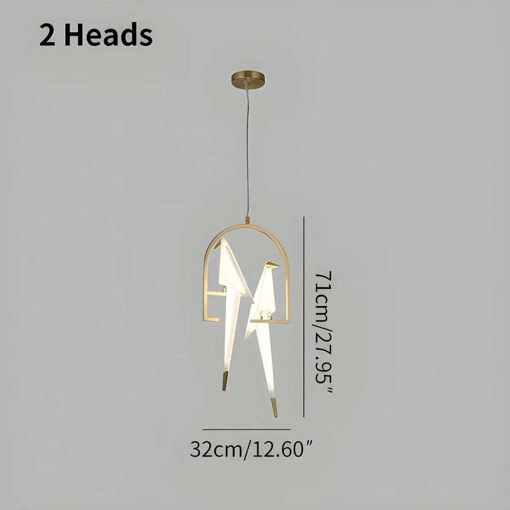 Origami Paper Crane Chandelier With Sculptural Hanging Forms