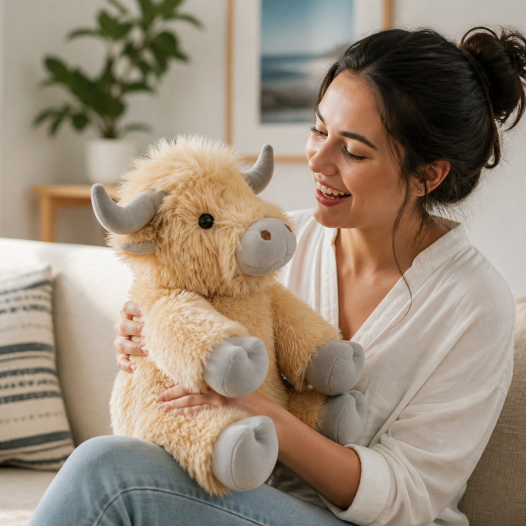 Super-Soft Huggable Highland Cow Plush | ribuella