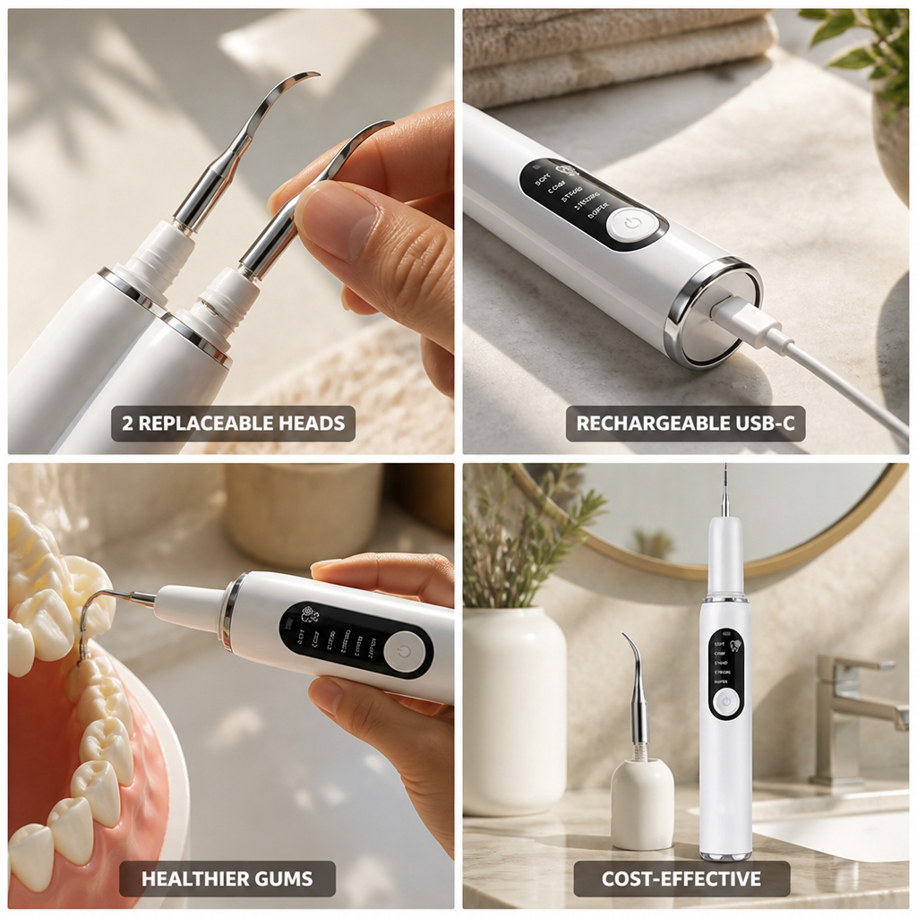 USB-C Rechargeable Dental Plaque Cleaner (2 Replaceable Heads) | ribuella