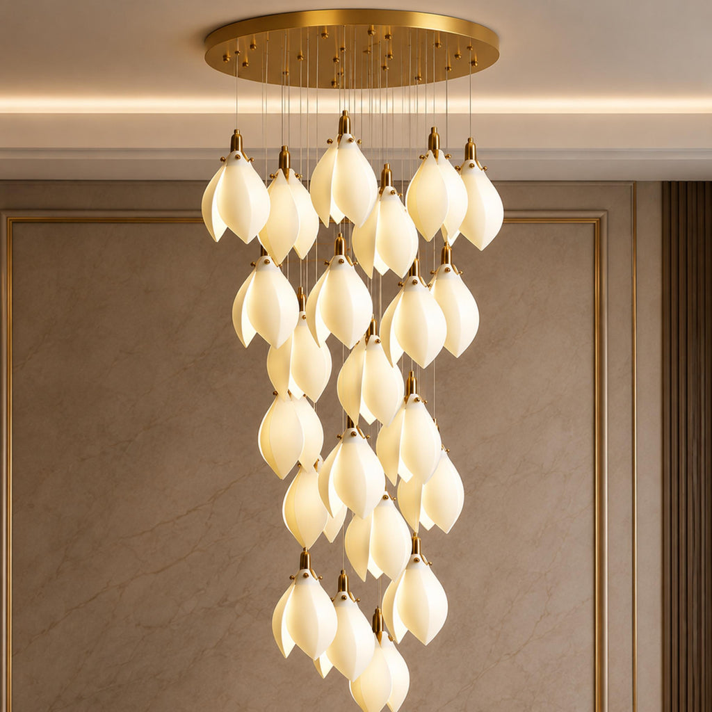Plafonnier suspendu moderne en métal et céramique, compatible LED, de 7 à 64 lampes | ribuella