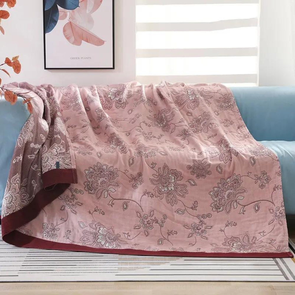 Elegante manta floral, cobija transpirable y confortable para todas las estaciones
