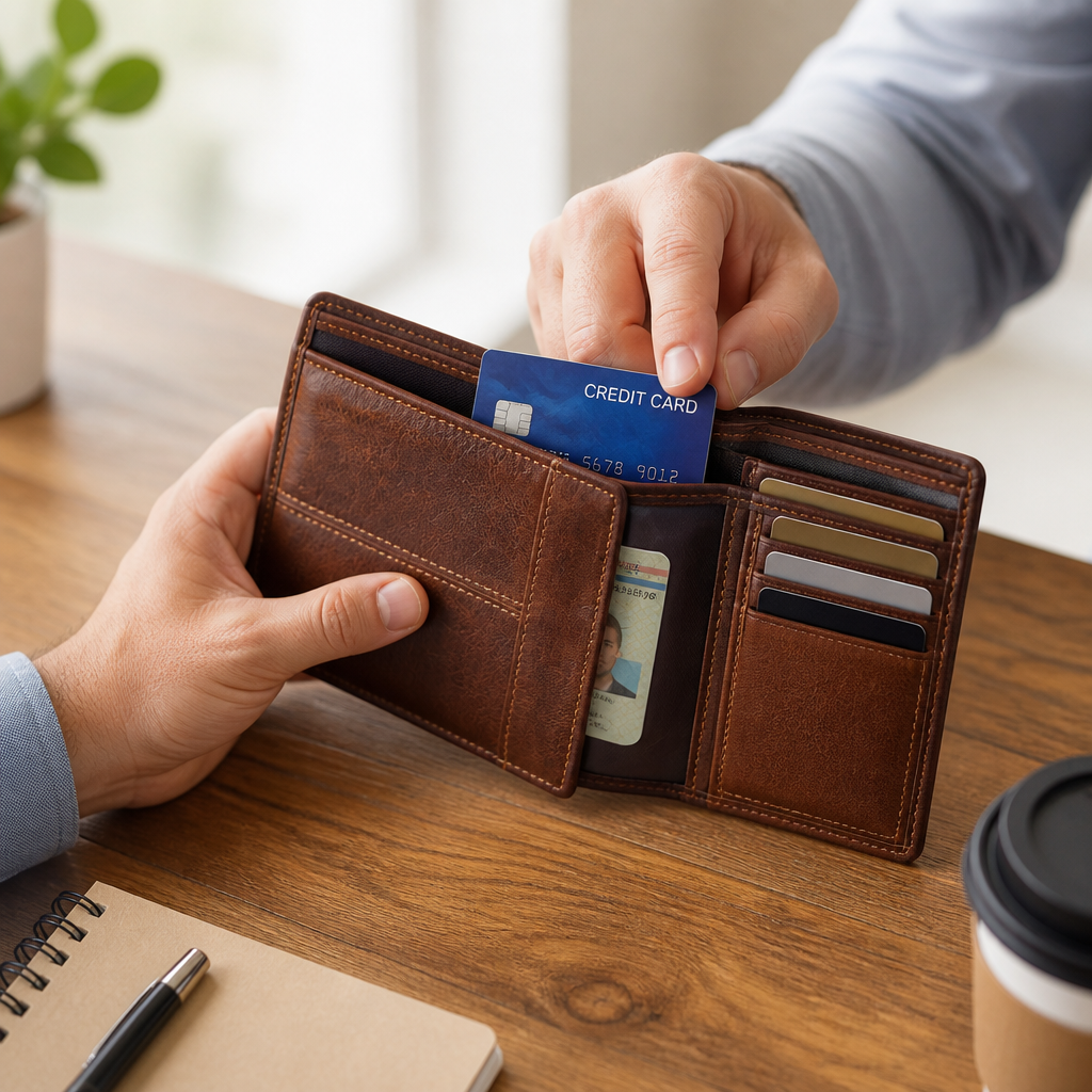 Tenká oboustranná peněženka z pravé kůže s blokováním RFID (16 přihrádek na karty) | ribuella