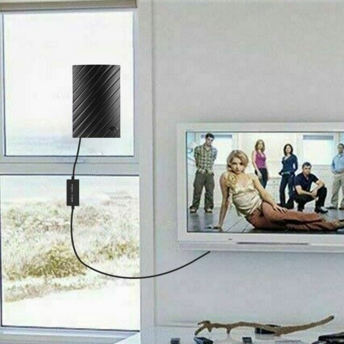 Antenne TV numérique intérieure amplifiée, longue portée, compatible HD et 4K