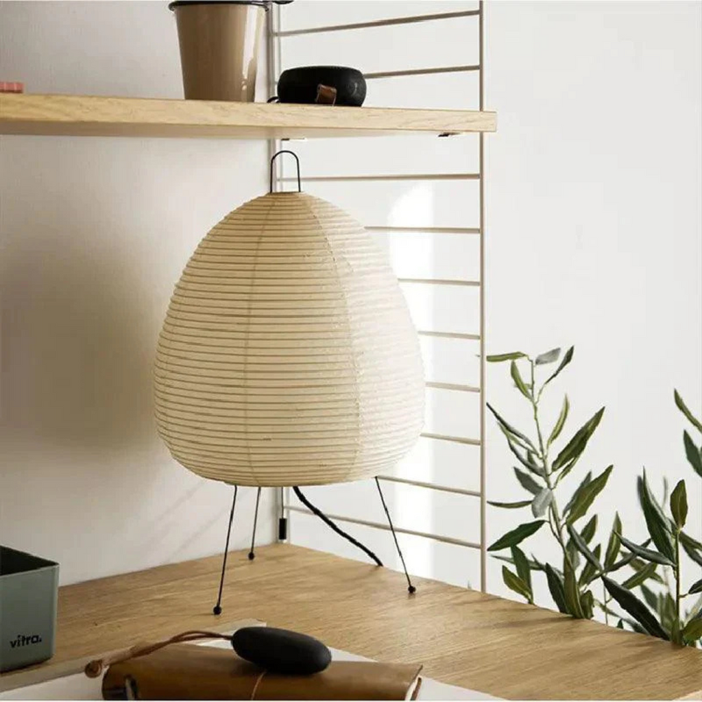 Lampada da terra Hinori giapponese — luce calda, design minimalista