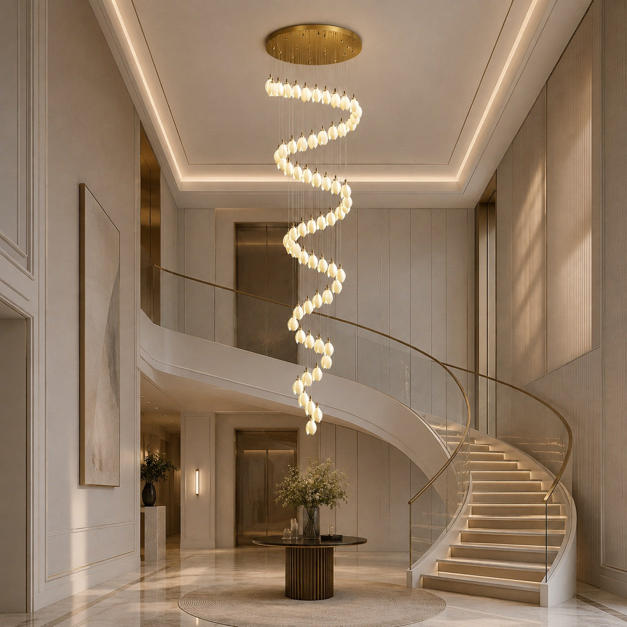 Plafonnier suspendu moderne en métal et céramique, compatible LED, de 7 à 64 lampes | ribuella