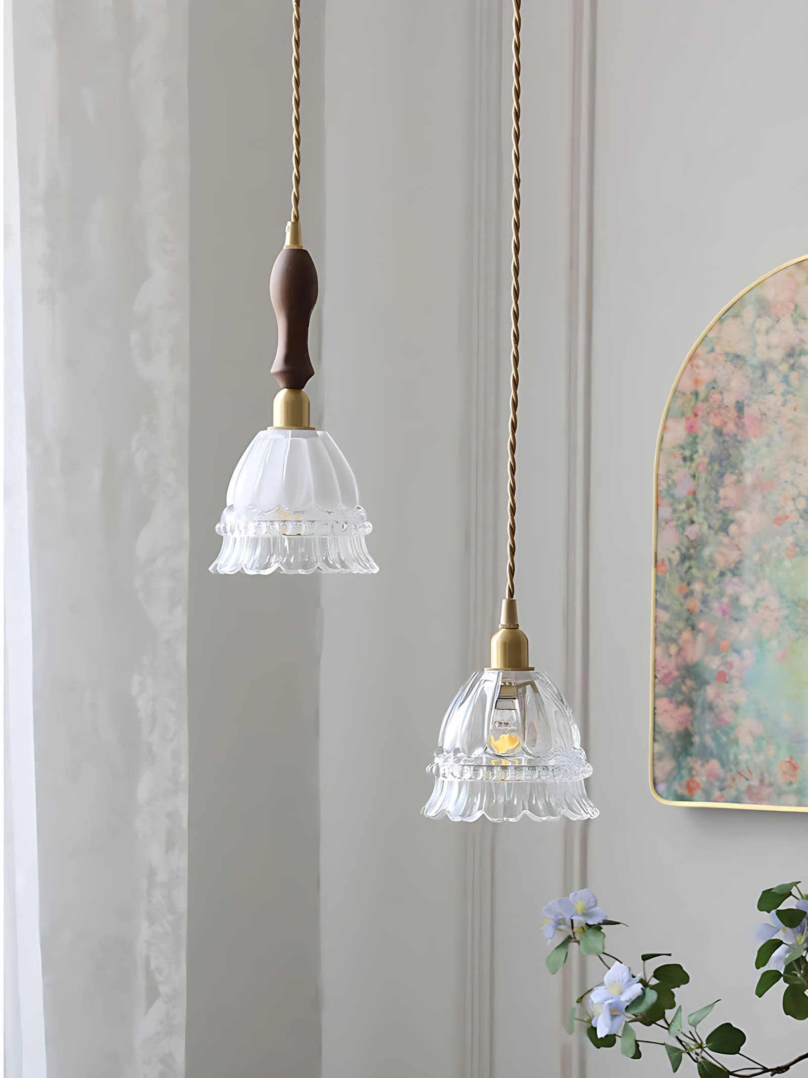 Glass Jellyfish Pendant Light M38, French Pastoral, Compact