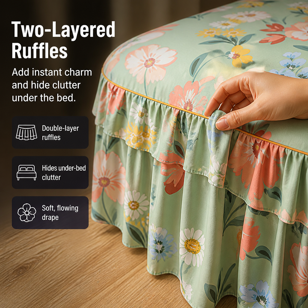 Three-Piece Ruffled Bedding Set - Wrap Your Bedroom in Cozy Elegance and Effortless Charm | ribuella