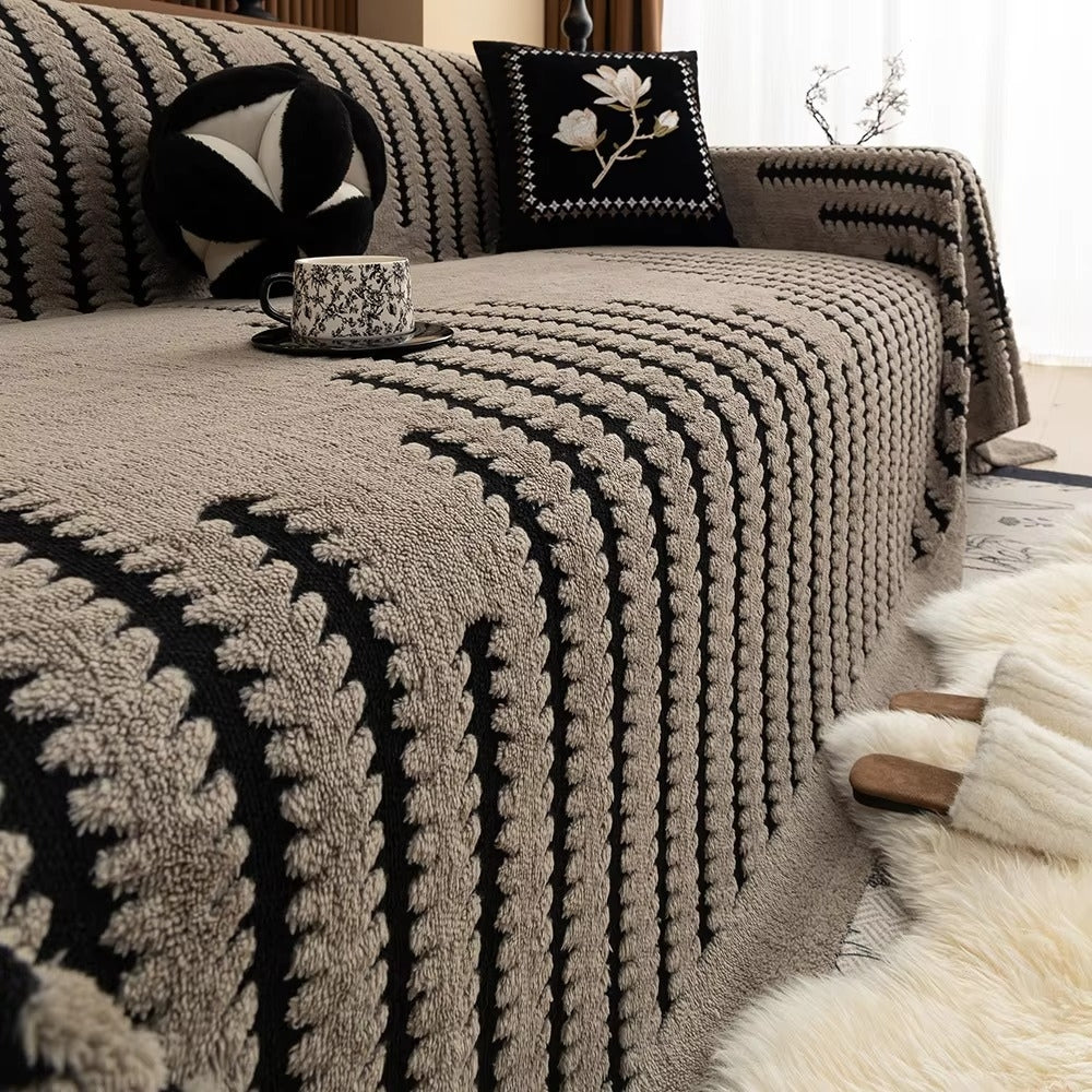 Plush Tufted Couch Cover - Textured Surface, Cozy Sofa Throw