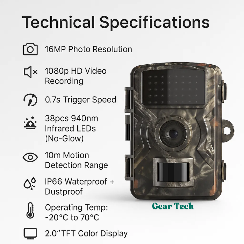 户外野生动物追踪相机 - 红外夜视运动检测