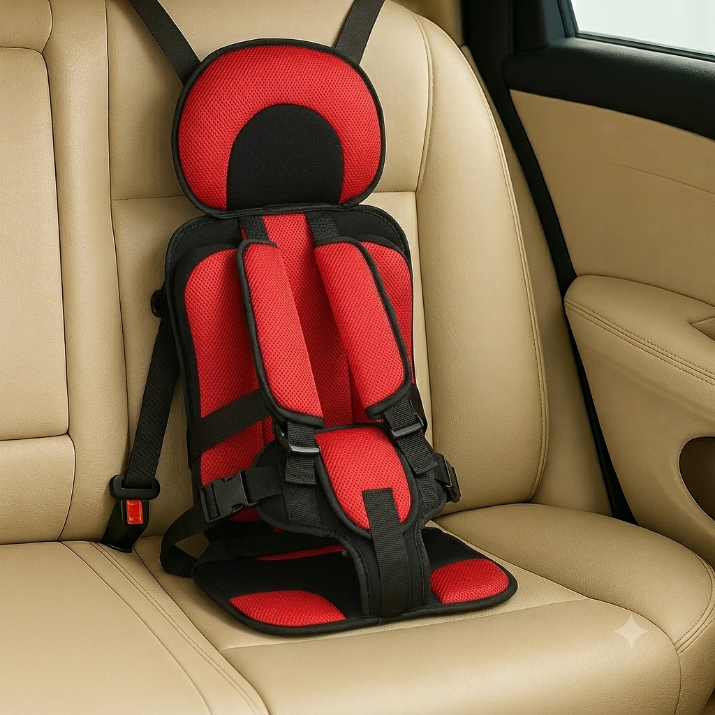 Portable Compact Kids Travel Booster Seat Adjustable Safety Belt