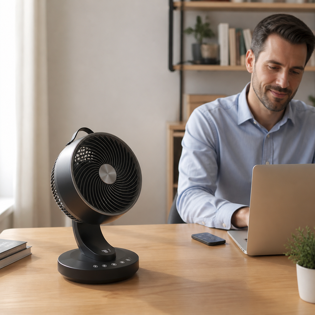 Ultra-Quiet Oscillating Desk Fan (Remote & 12-Hour Timer) | ribuella