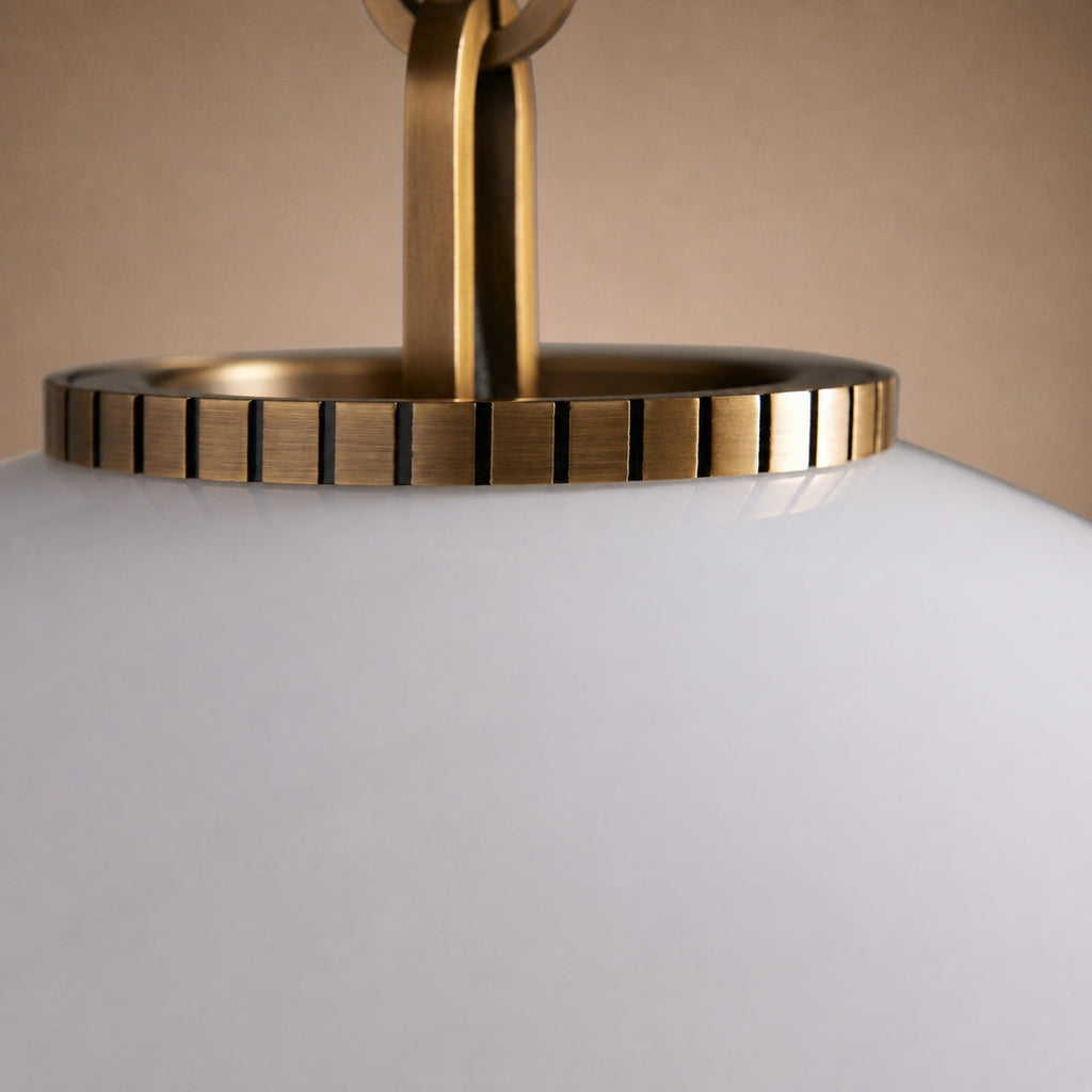 Modern Glass Globe Pendant Light with Chain – Brass or Bronze, Clear or Milk Glass | ribuella