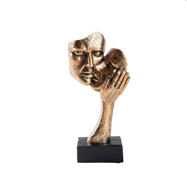 Sculptură de artă abstractă contemporană, finisaj bronz, suprafață texturată