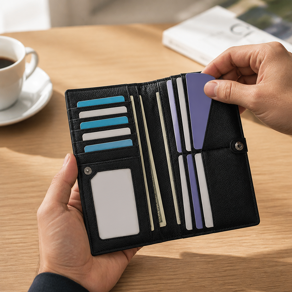 Ultratenká kožená peněženka na karty s blokováním RFID | ribuella