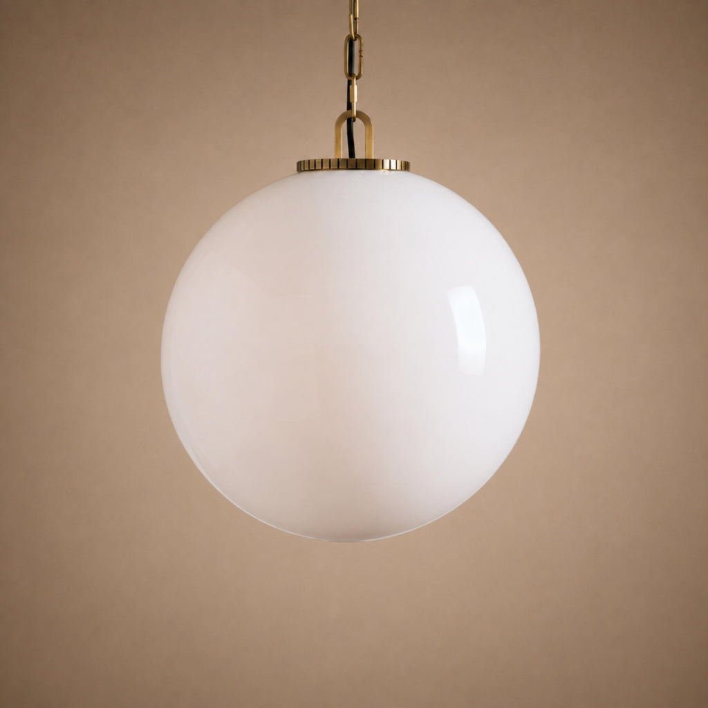 Modern Glass Globe Pendant Light with Chain – Brass or Bronze, Clear or Milk Glass | ribuella