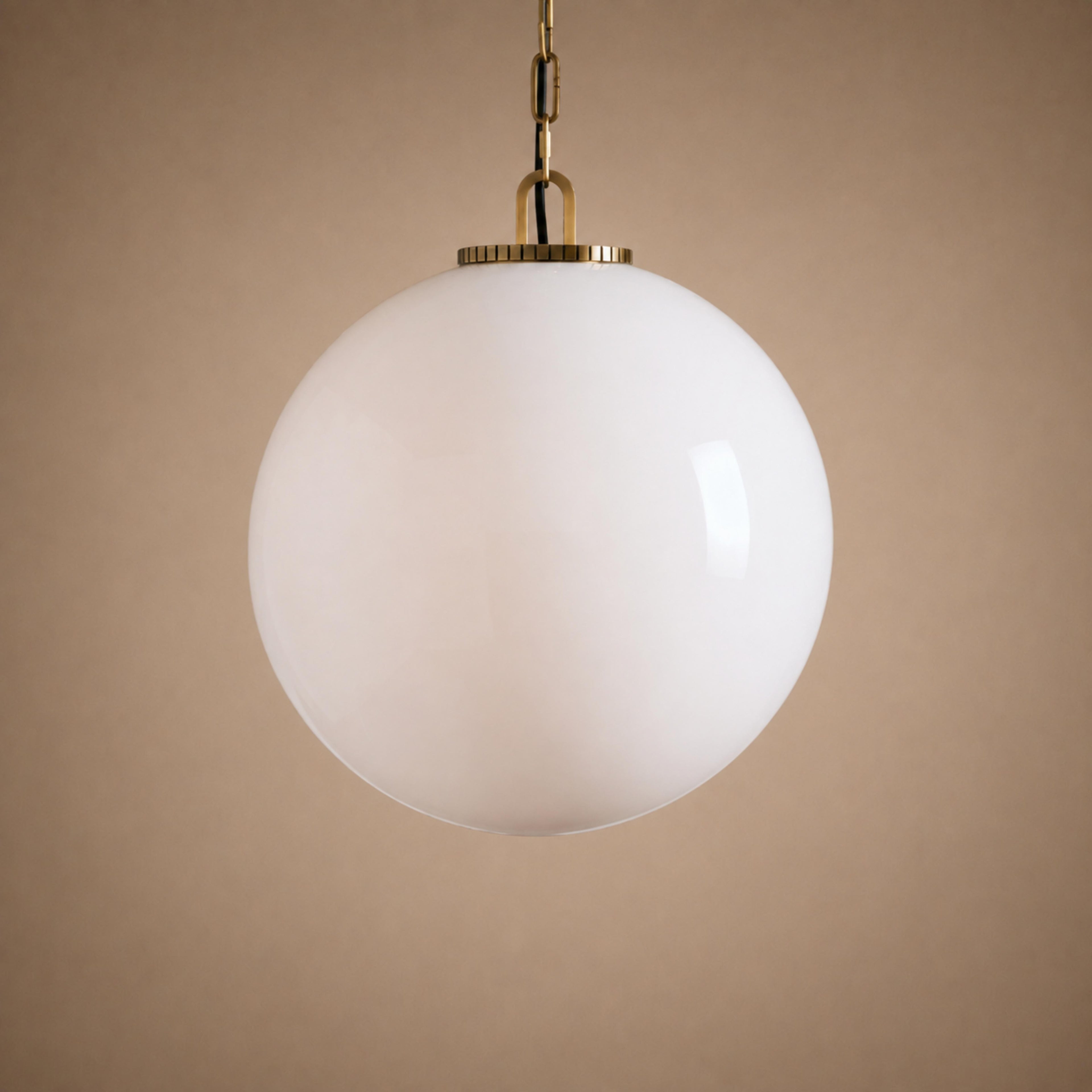 Modern Glass Globe Pendant Light with Chain – Brass or Bronze, Clear or Milk Glass | ribuella