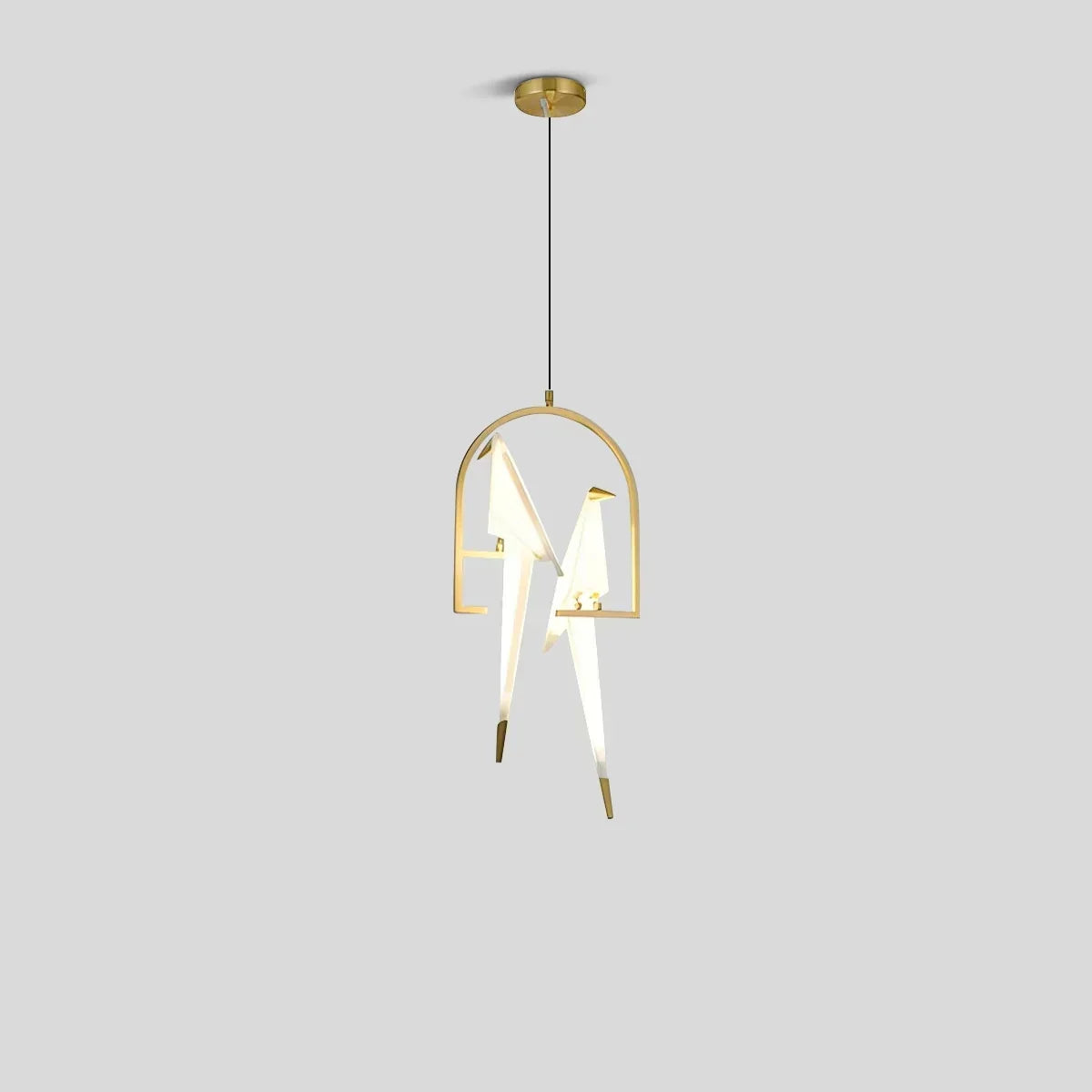 Origami Paper Crane Chandelier With Sculptural Hanging Forms