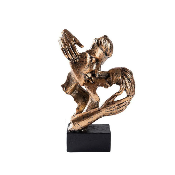 Sculptură de artă abstractă contemporană, finisaj bronz, suprafață texturată