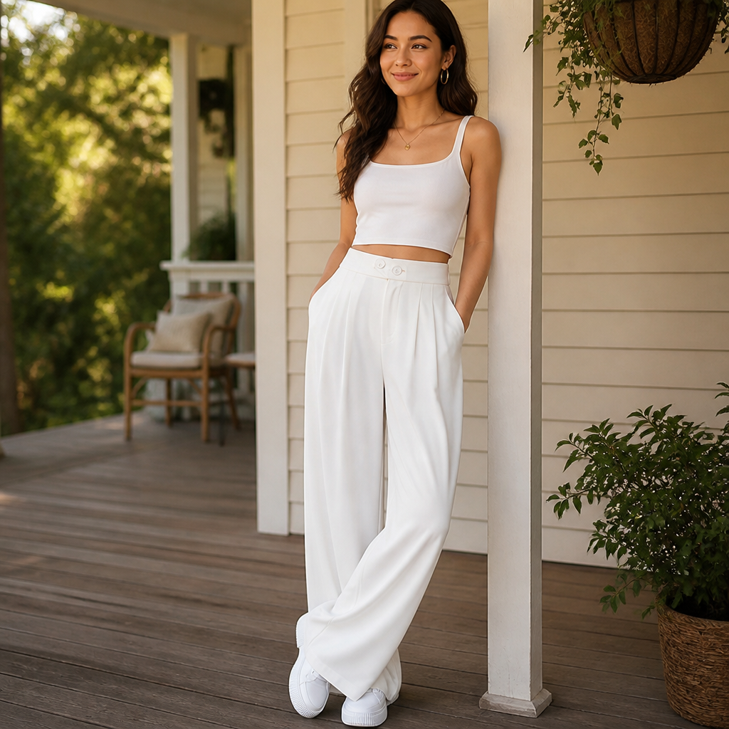 VelaCurve – High-Waist Wide-Leg Plus Size Pants with Wrinkle-Free Stretch | ribuella