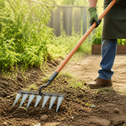 Ultra-Sharp Carbon Steel Garden Rake (4–7 Tines) | ribuella