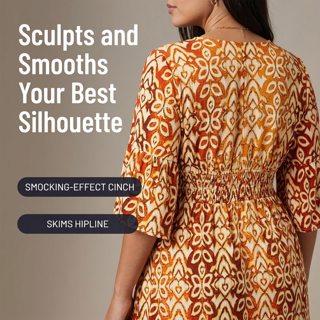 Serenelle Floral V-Neck Dress | Abrace as suas curvas com confiança natural durante todo o dia | ribuella