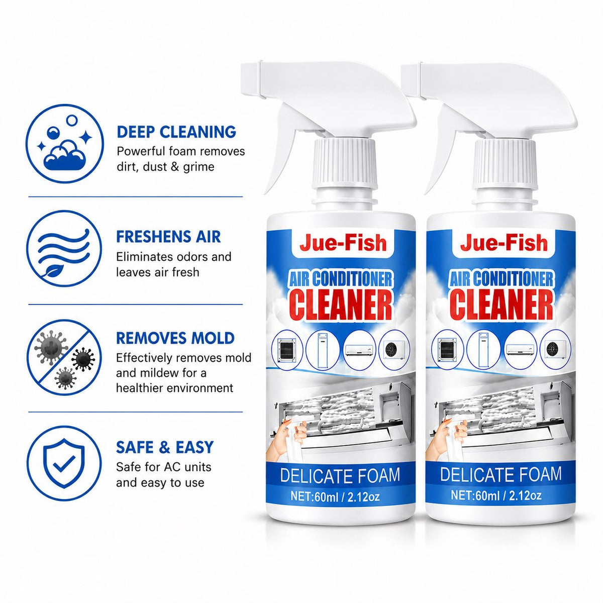 Air Conditioner Foam Cleaner Spray, 2 Bottle Set, Rich Foam Formula